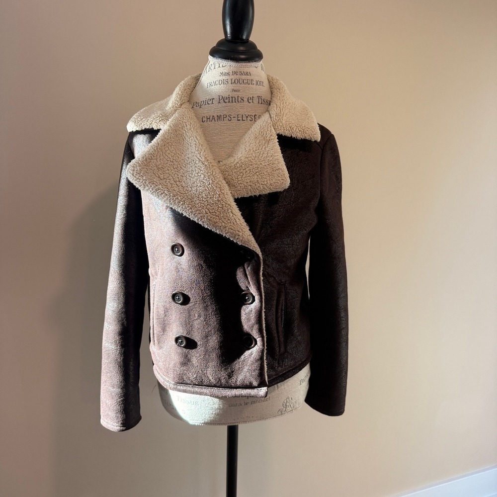 Lauren Ralph Lauren Women's Brown Sherpa Lined Jacket Size Small Petite